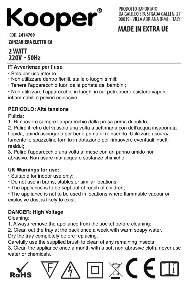 Page 1 of the manual User Manual Kooper 2414769