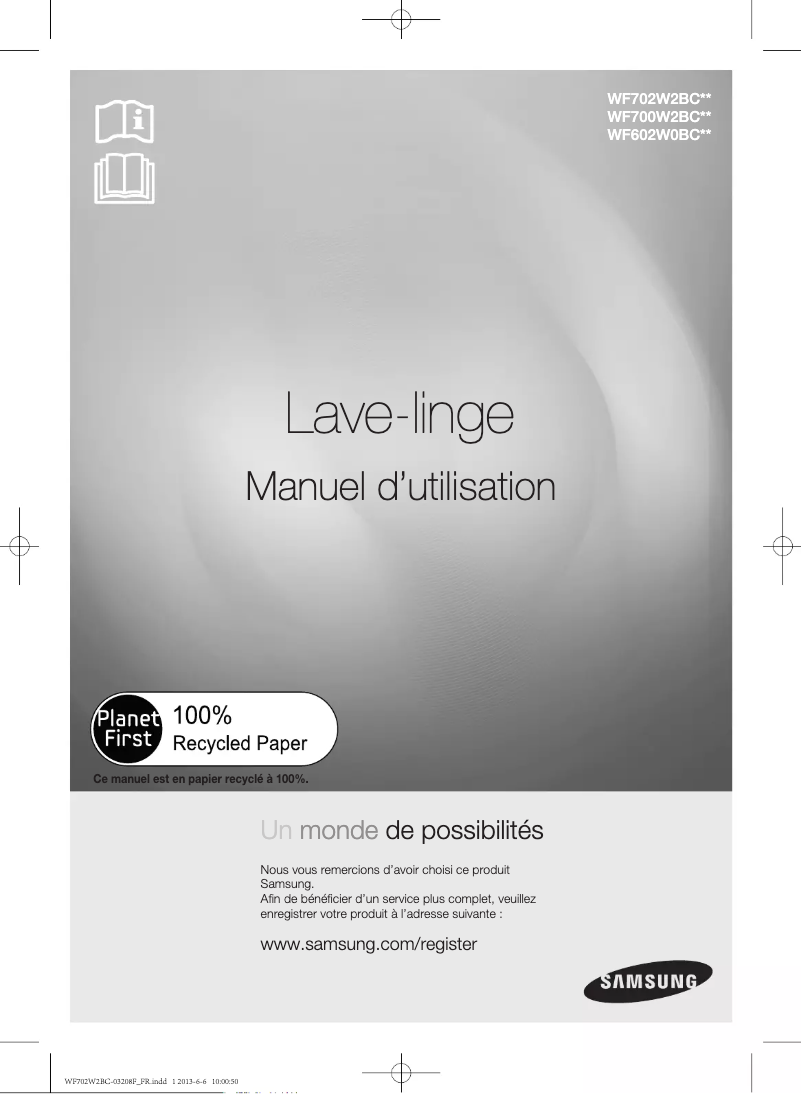 Page 1 of the manual User Manual Samsung WF602W0BCSD