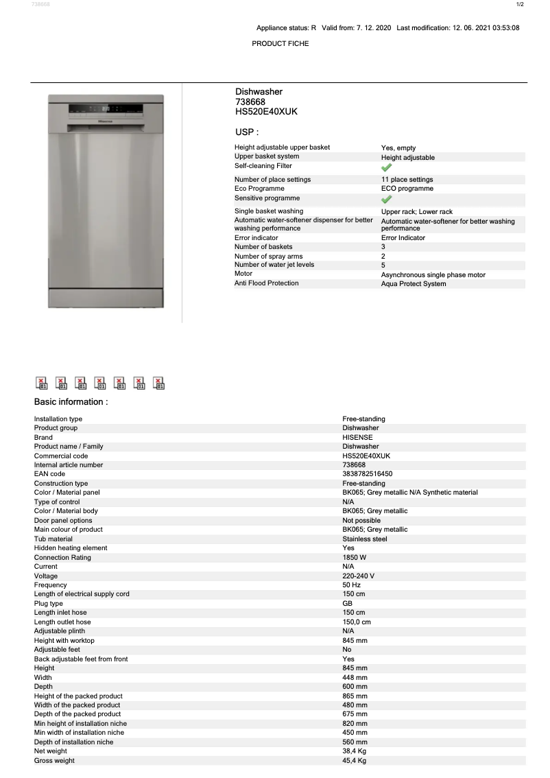 First page image of the manual for HS520E40XUK