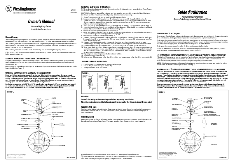 Page 1 of the manual User Manual Westinghouse Stella Mira 6360600