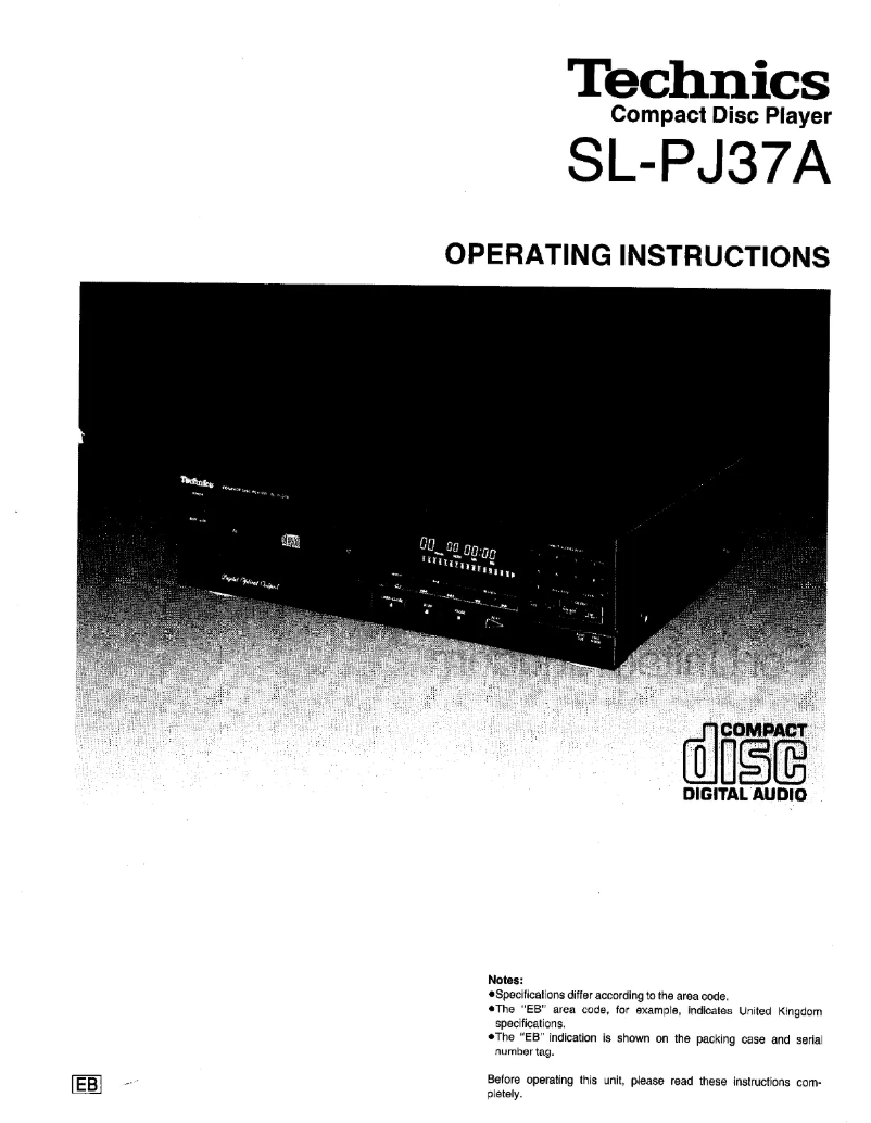 First page image of the manual for SL-PJ37