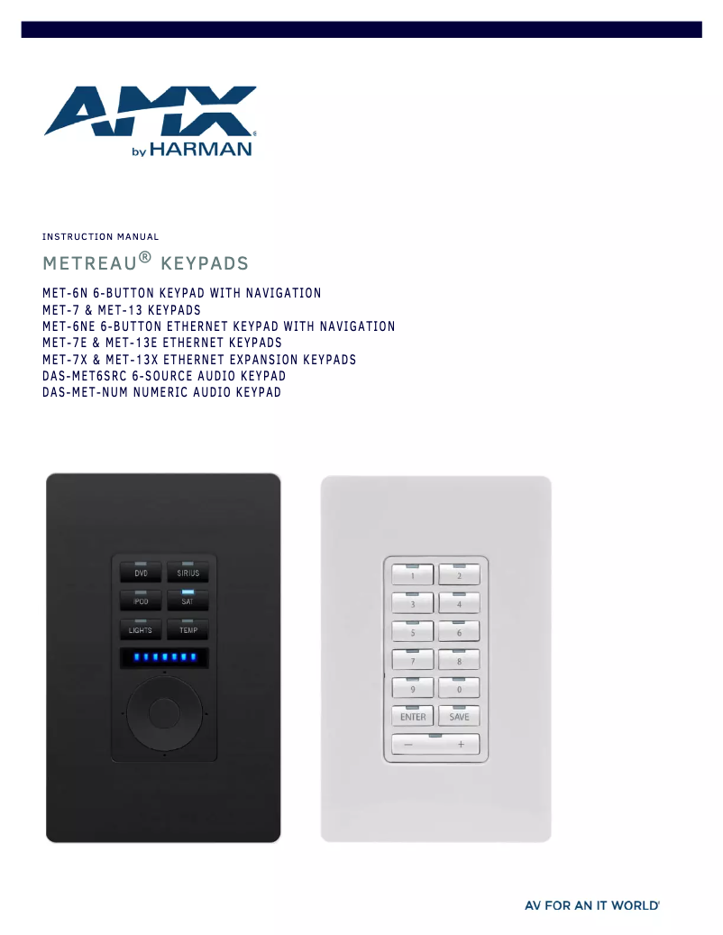 First page image of the manual for Metreau MET-7X