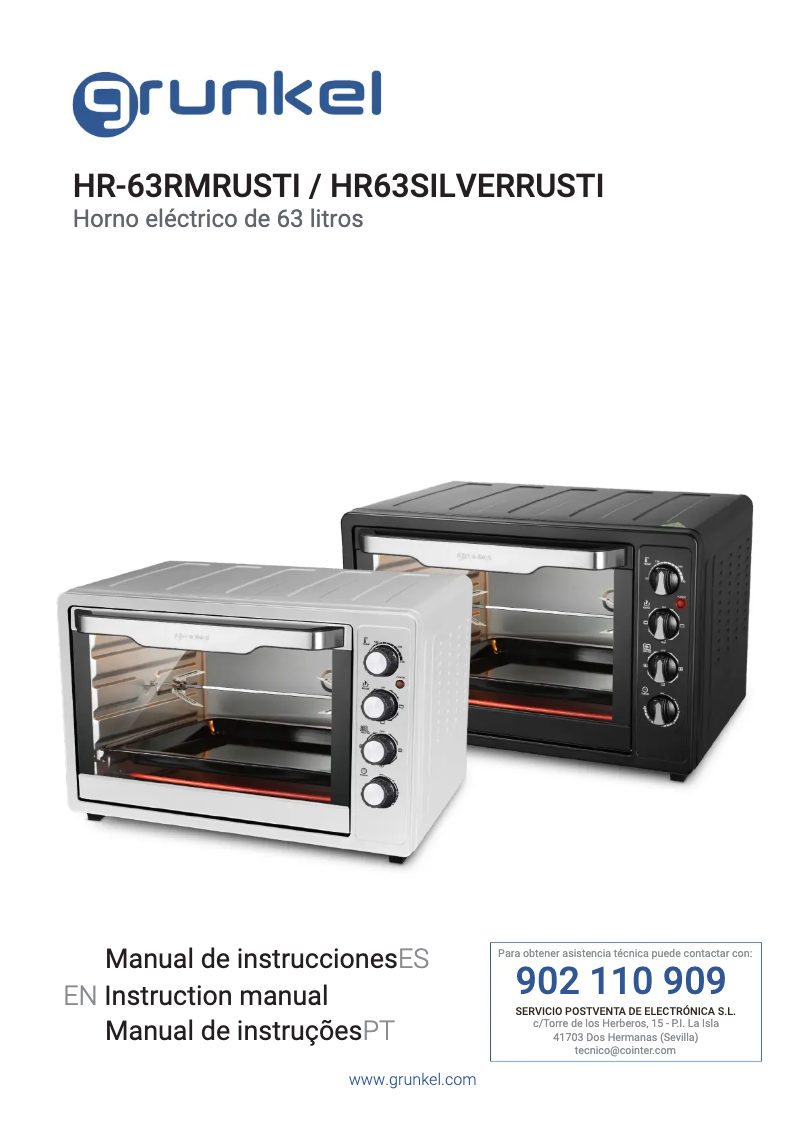 Page 1 of the manual User Manual Grunkel HR-63SILVERRUSTI
