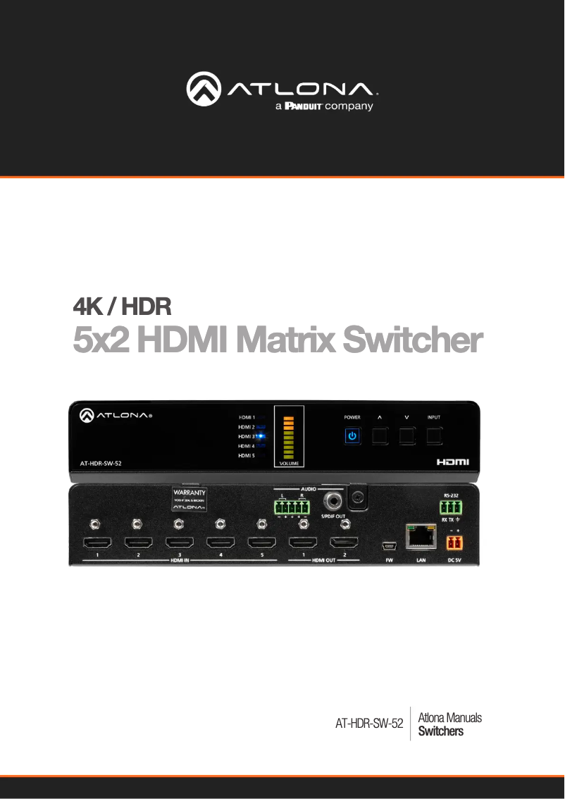 First page image of the manual for AT-HDR-SW-52