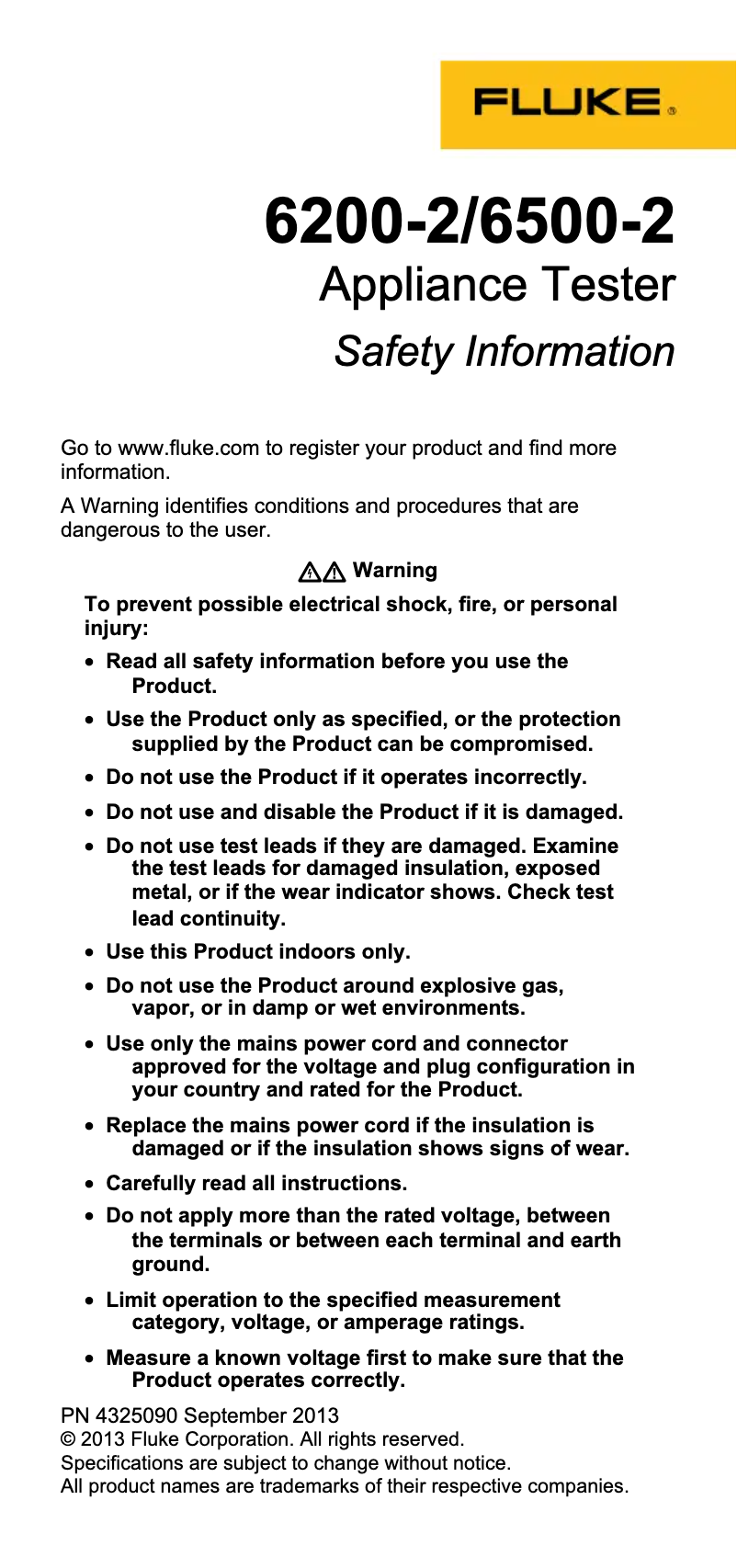 First page image of the manual for 6500-2