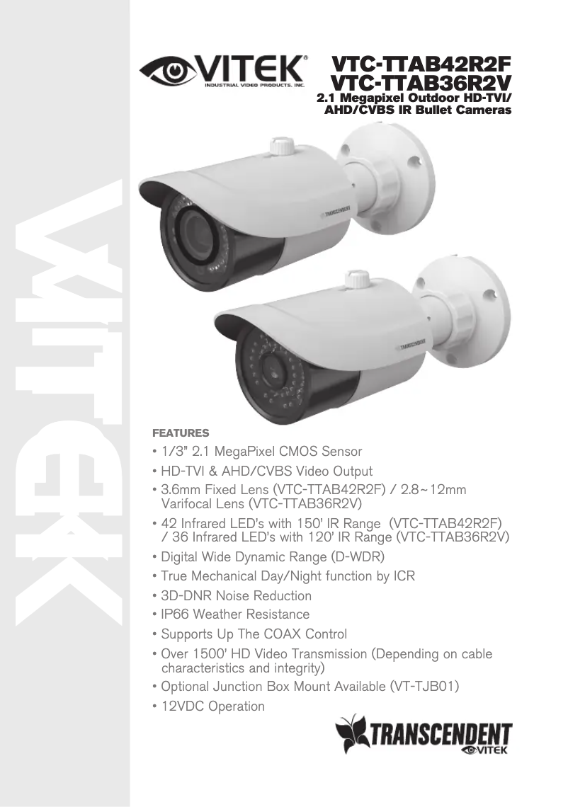 First page image of the manual for VTC-TTAB36R2V