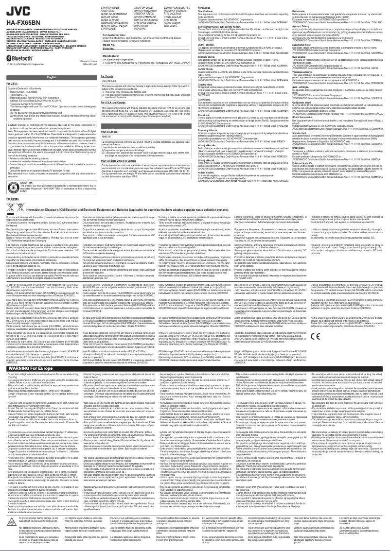 First page image of the manual for HA-FX65BN