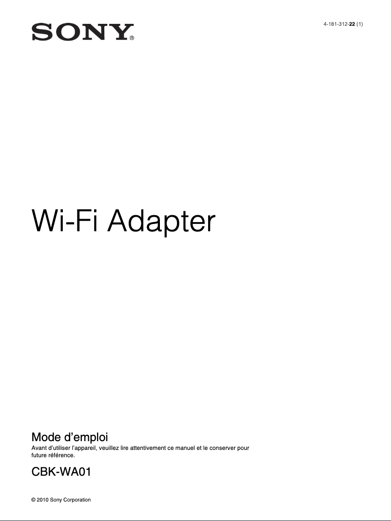 Page 1 of the manual User Manual Sony CBK-WA01