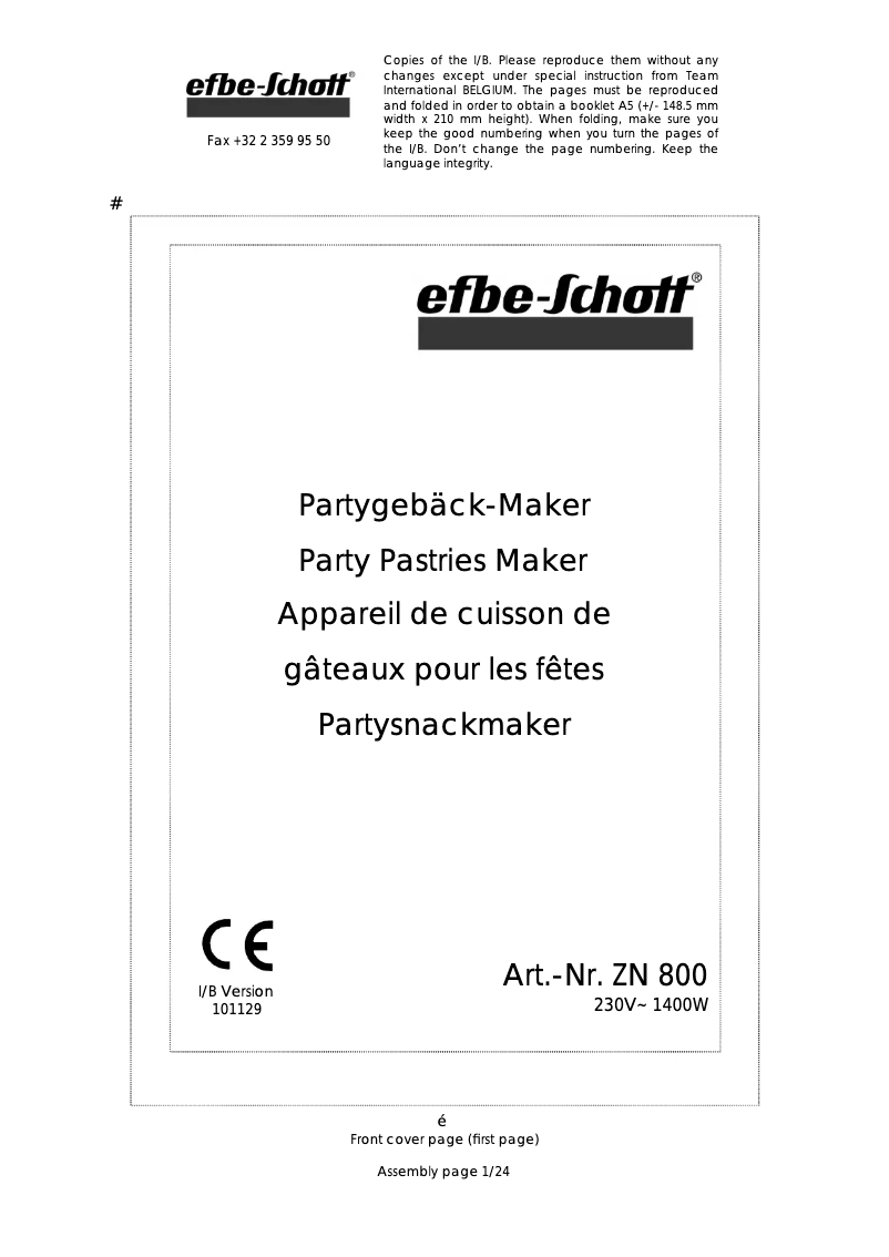 Image de la première page du manuel de l'appareil ZN 800