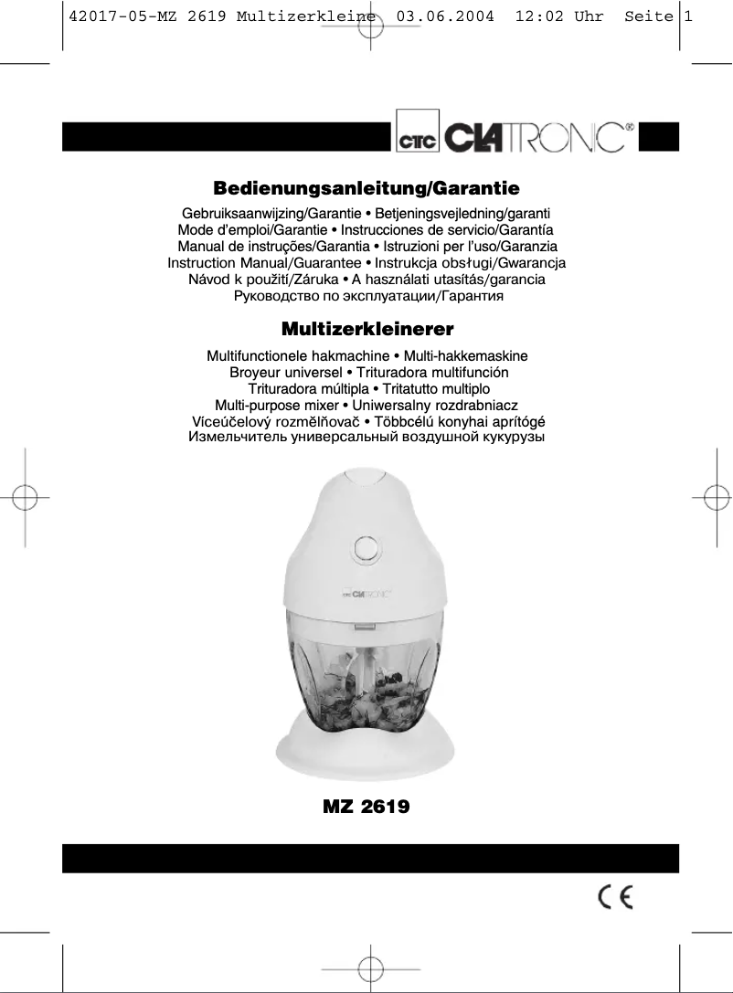 Page 1 of the manual User Manual Clatronic MZ 2619