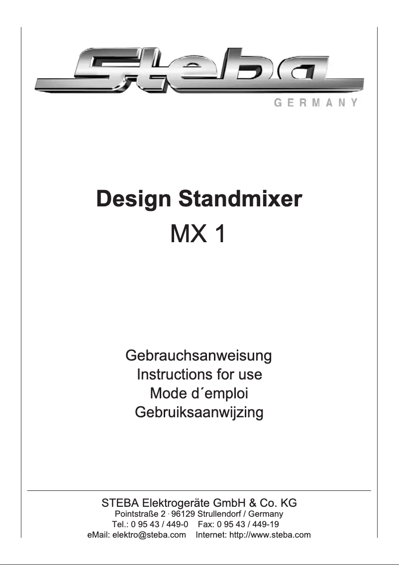 First page image of the manual for MX 1