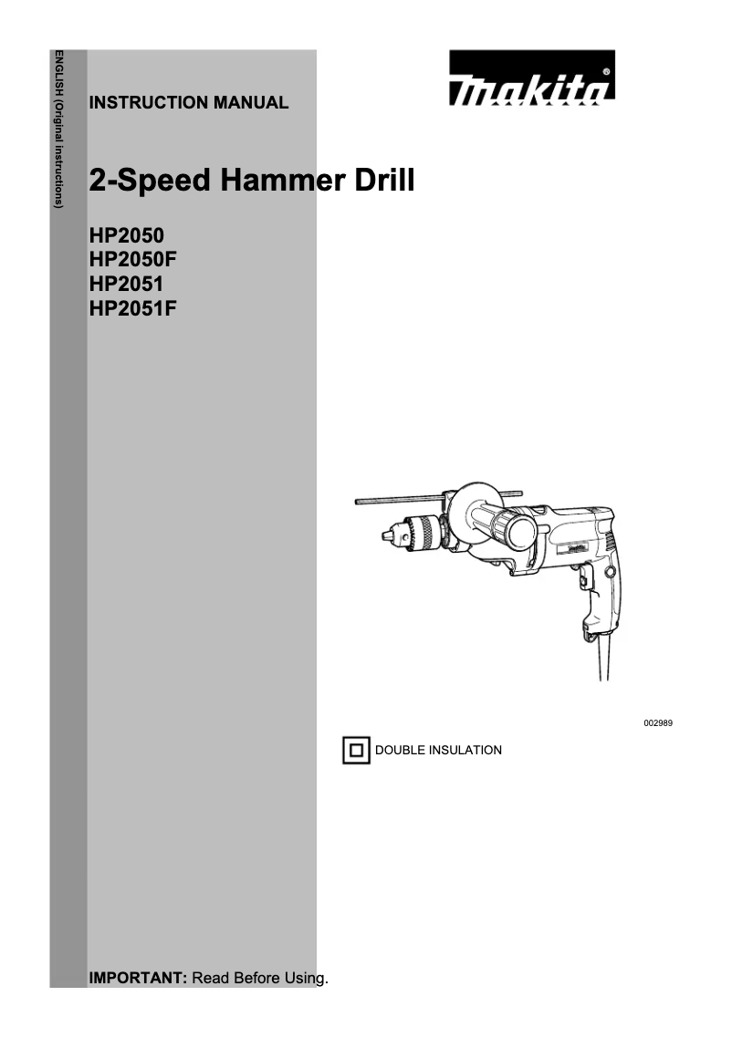 Page 1 of the manual User Manual Makita HP2050F