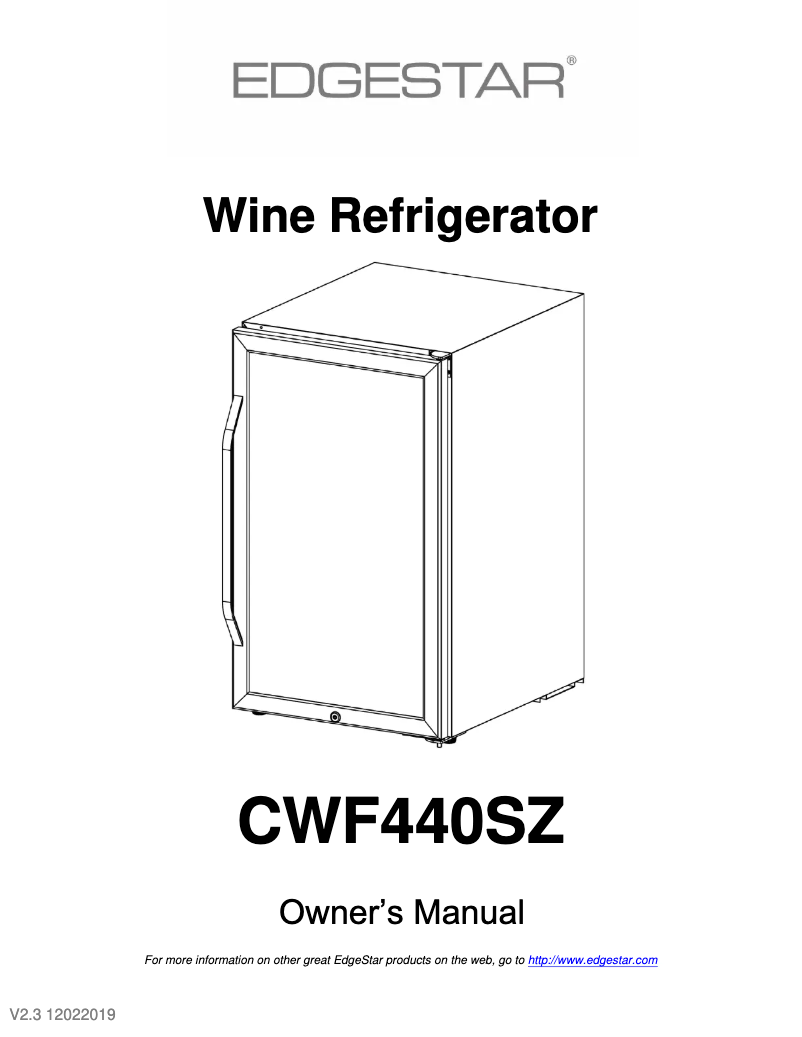 First page image of the manual for CWF440SZ