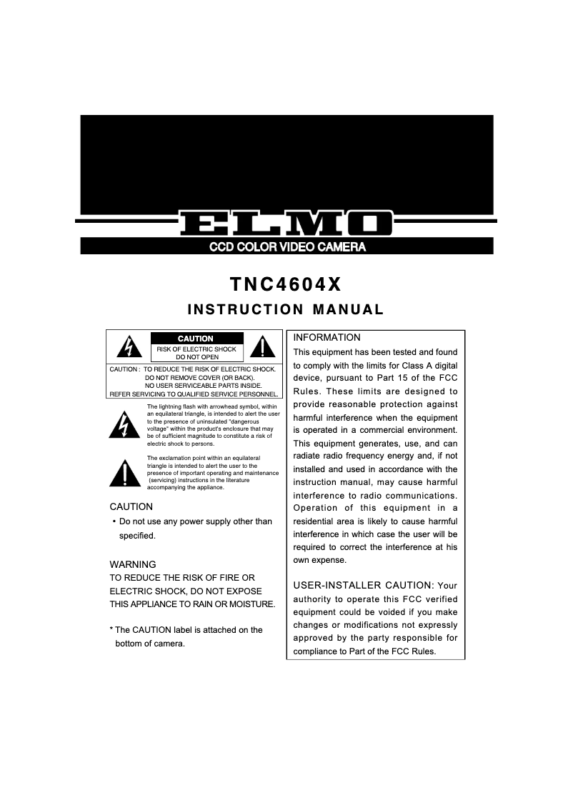 First page image of the manual for TNC4604X