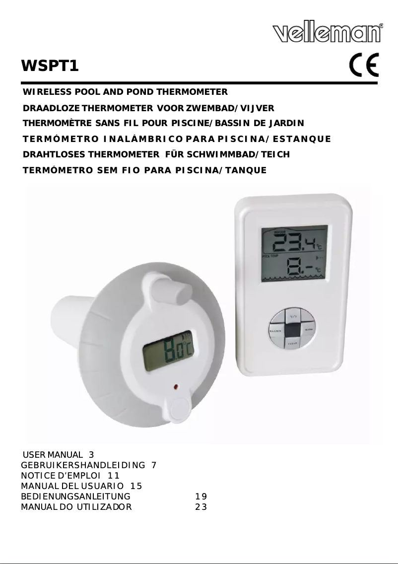 Page 1 of the manual User Manual Velleman WSPT1