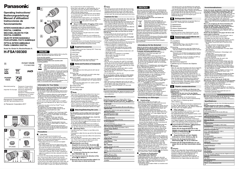 Page 1 of the manual User Manual Panasonic H-FSA100300