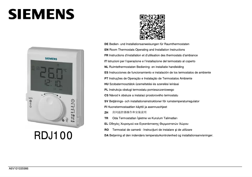 Page 1 of the manual User Manual Siemens RDJ100