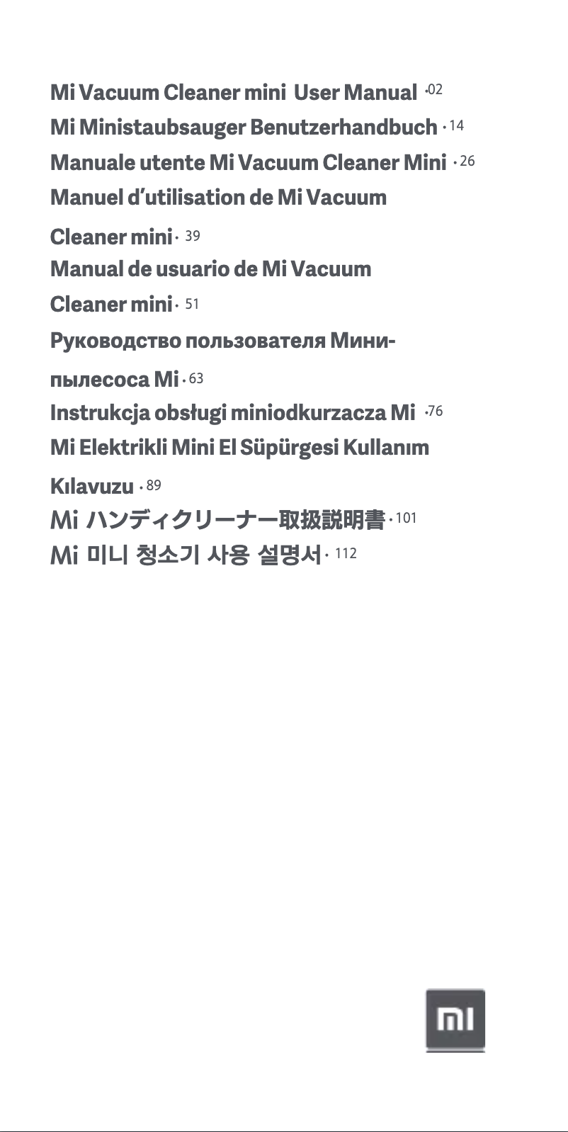 First page image of the manual for Mi Vacuum Cleaner mini