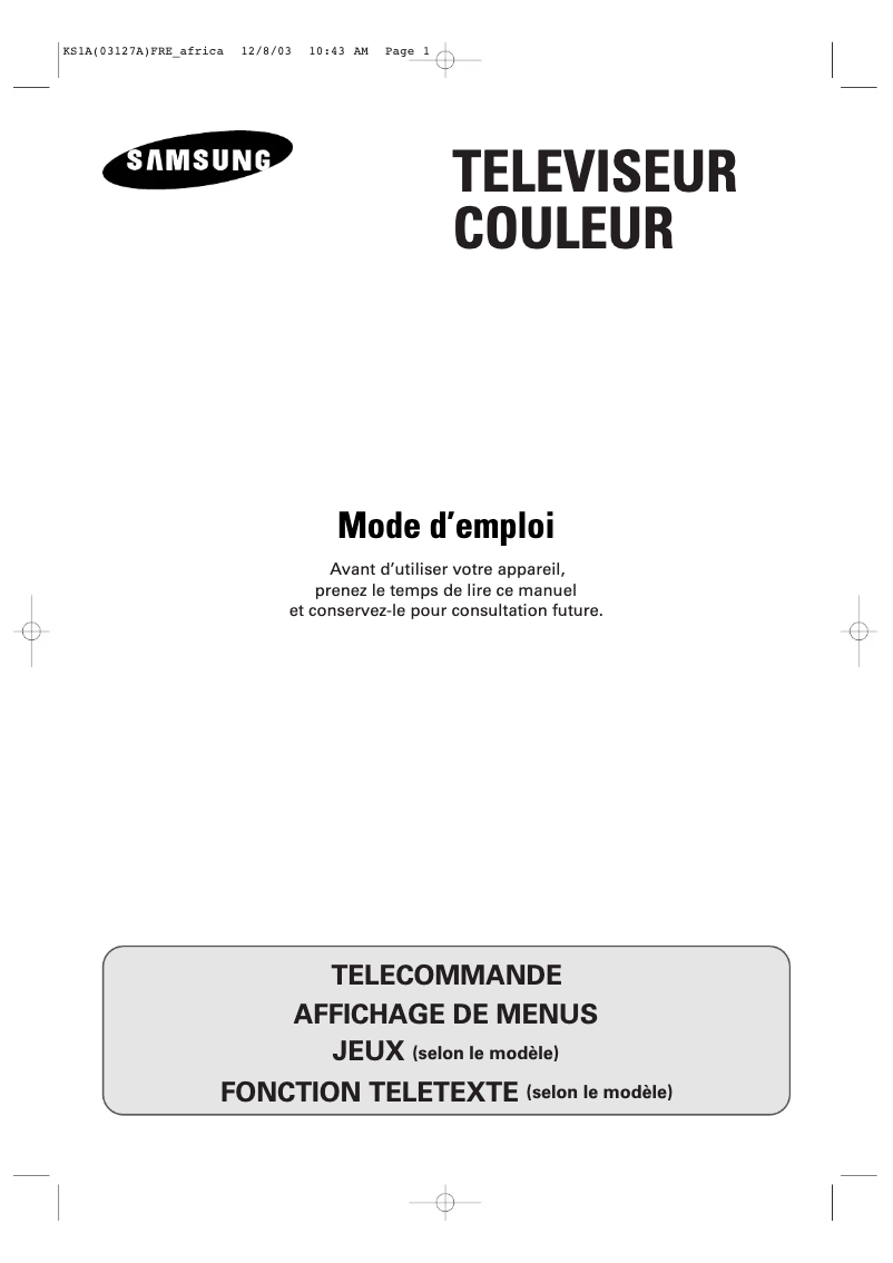 Page 1 of the manual User Manual Samsung CS-15K10MJ