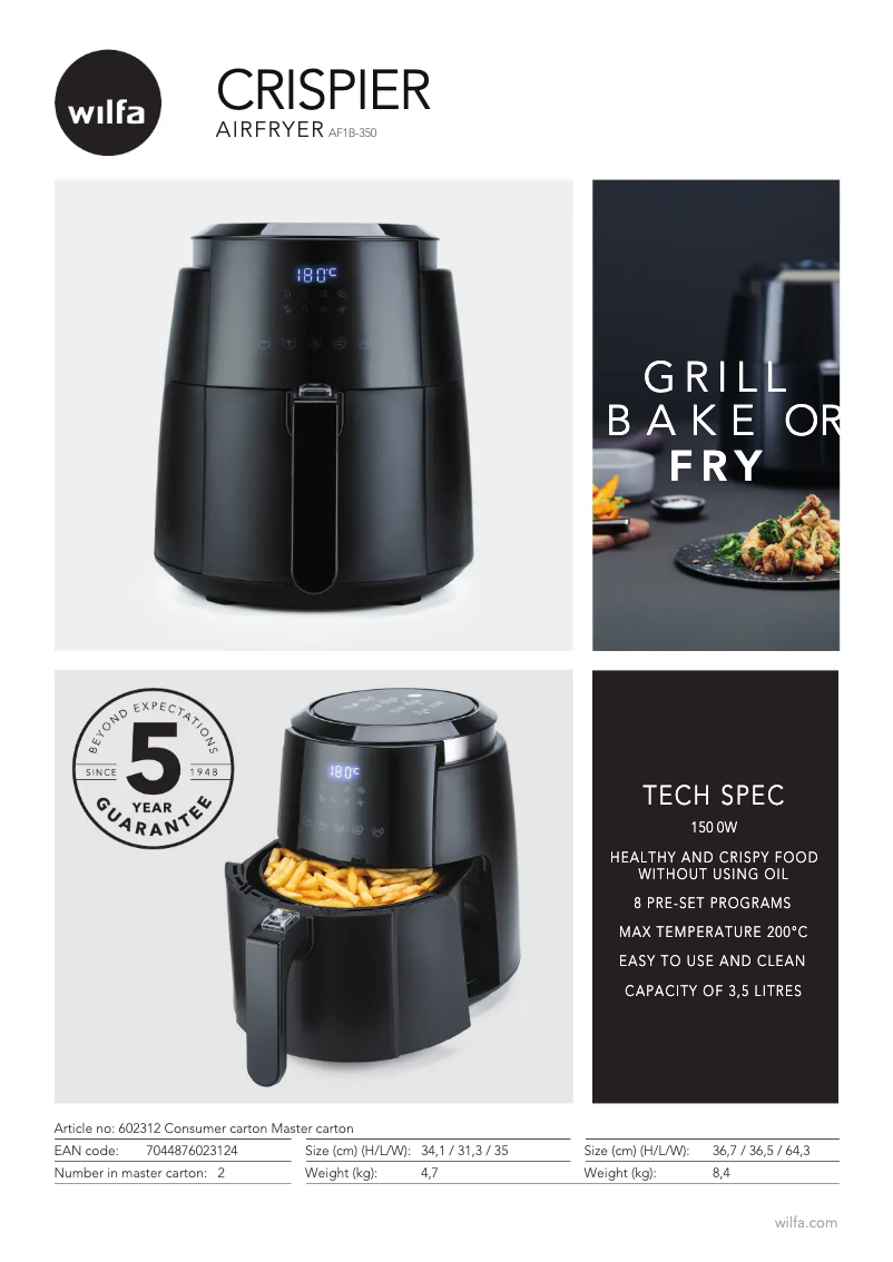 First page image of the manual for Air Fryer AF1B-350