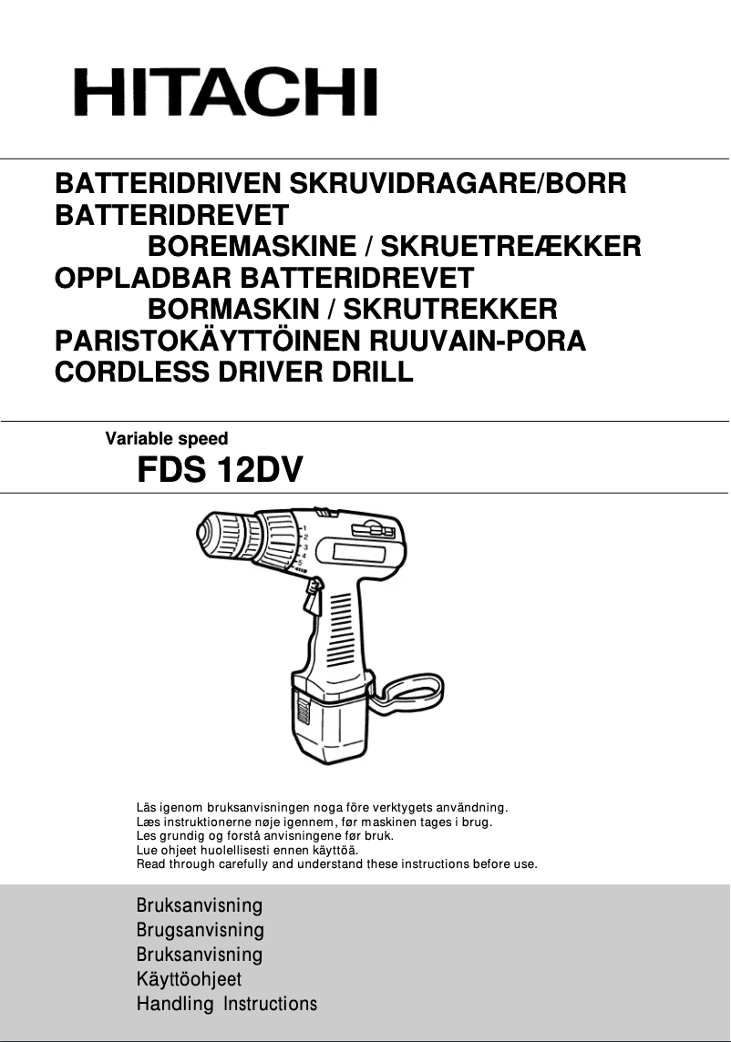 Page 1 of the manual User Manual Hitachi FDS 12DV