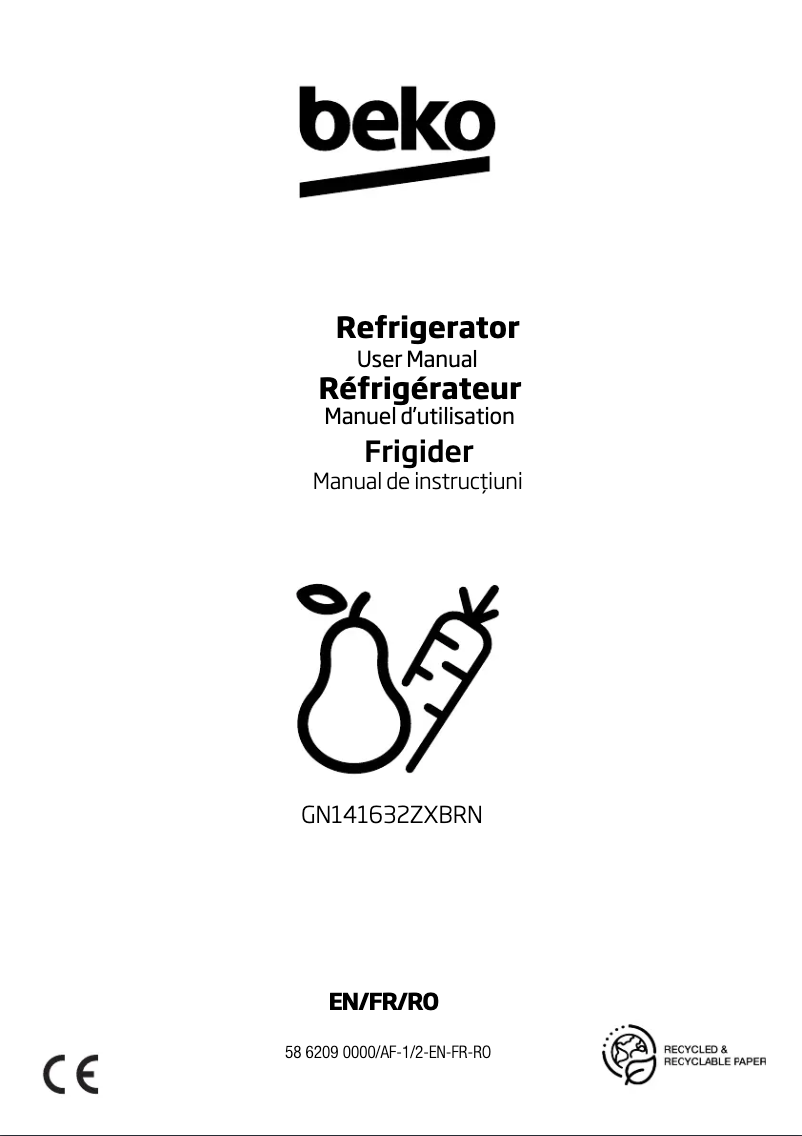 Page 1 of the manual User Manual Beko GN141632ZXBRN