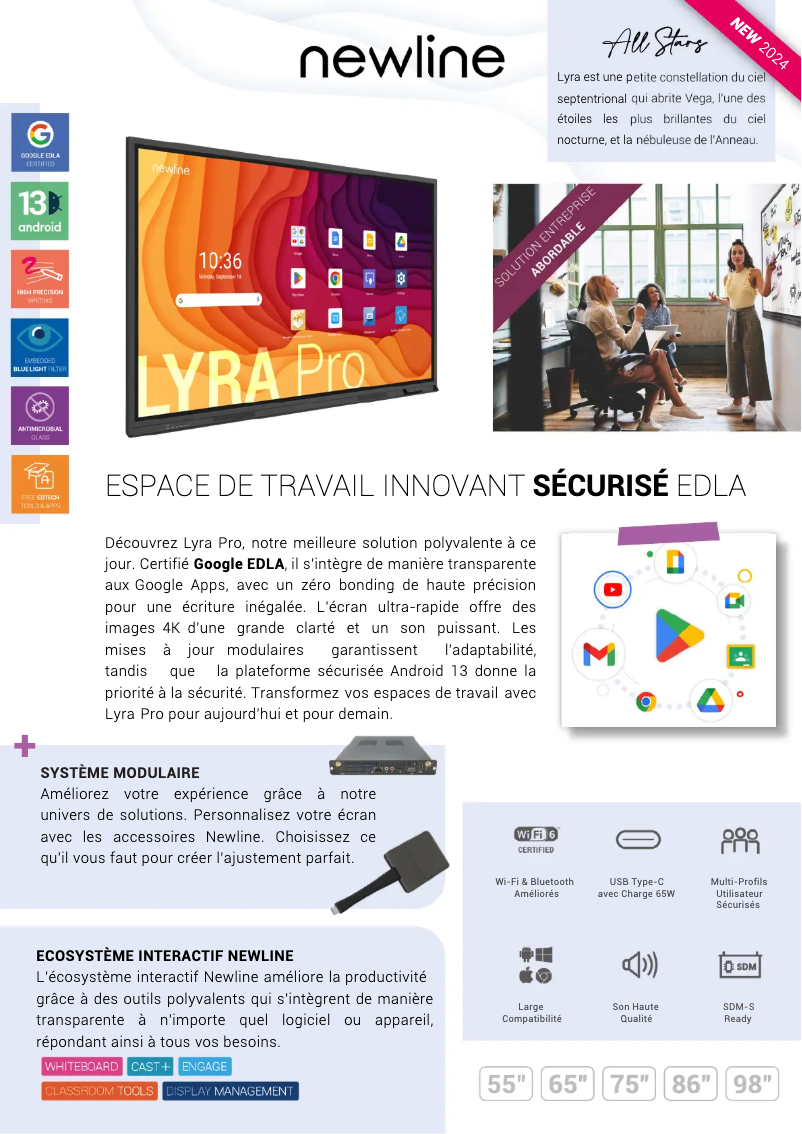 Page 1 of the manual Technical Sheet Newline TT-8623QA