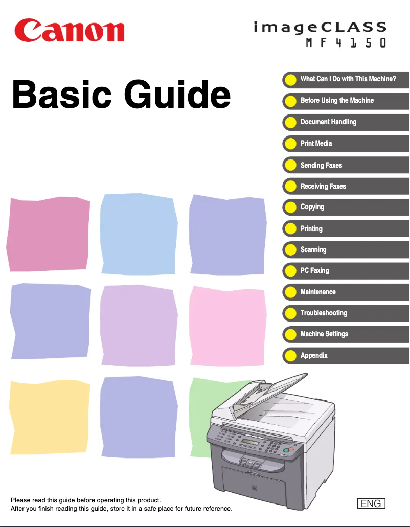 First page image of the manual for imageCLASS MF4150
