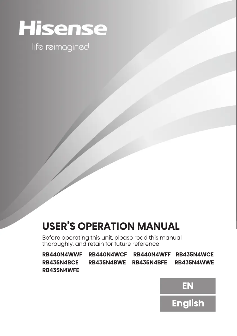 Page 1 of the manual User Manual Hisense RB435N4BCE