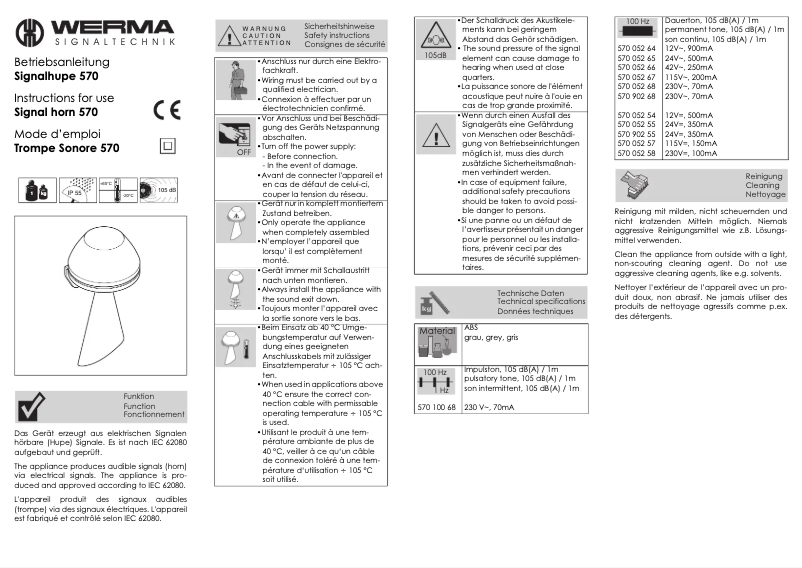 First page image of the manual for 570.052.65