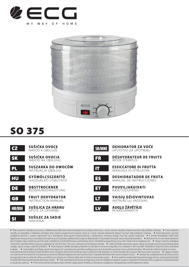 First page image of the manual for SO 375