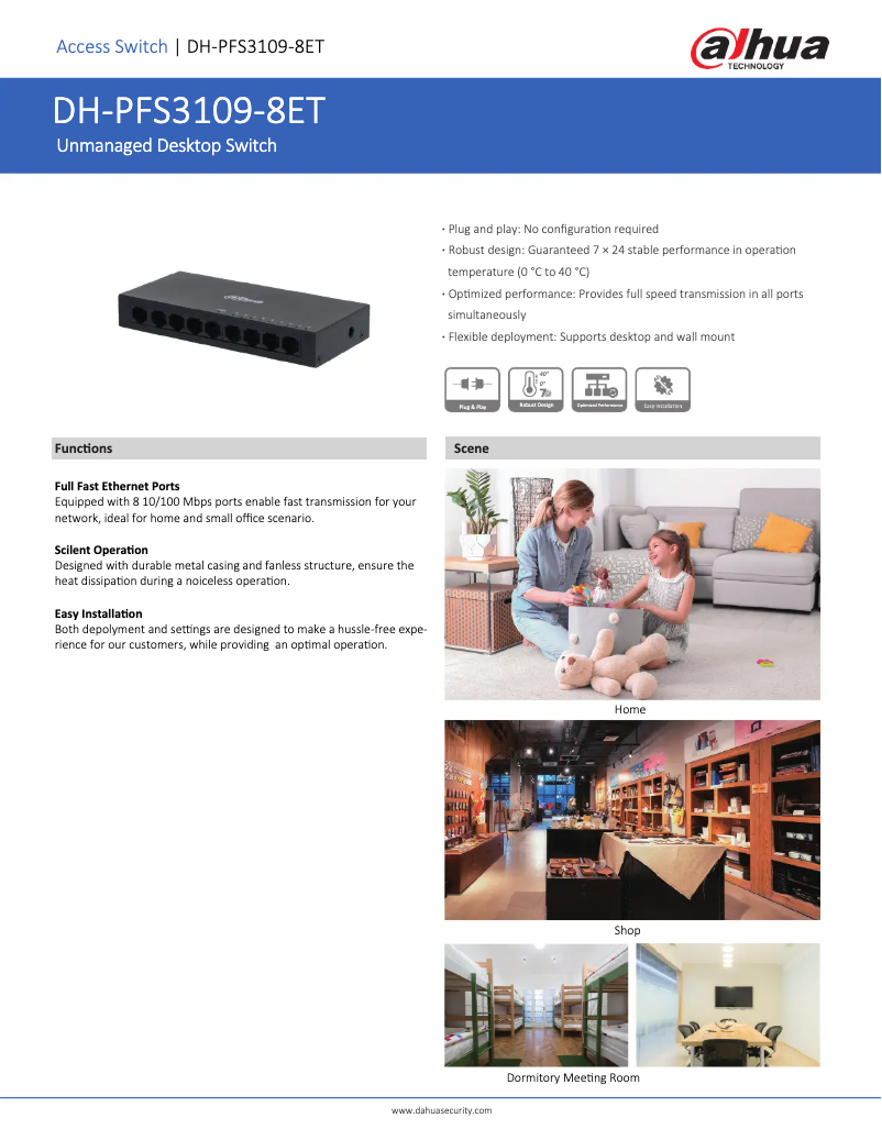 First page image of the manual for PFS3109-8ET