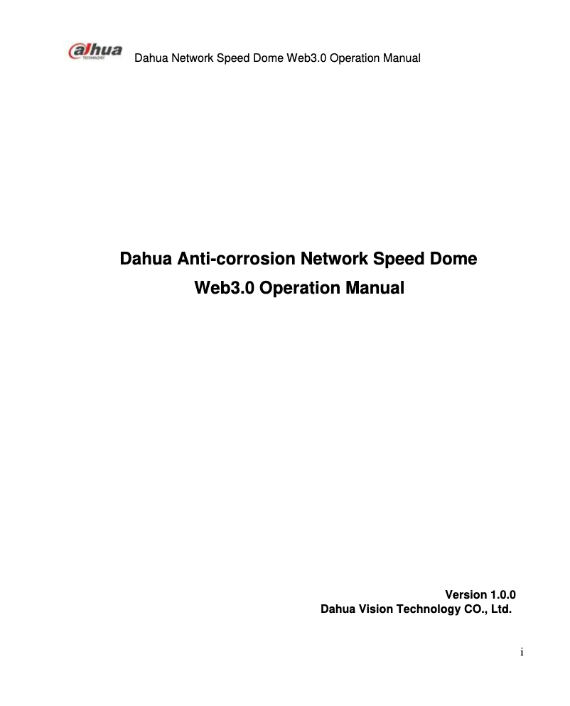 Page 1 of the manual User Manual Dahua Technology Pro SD60230U-HNI-SL