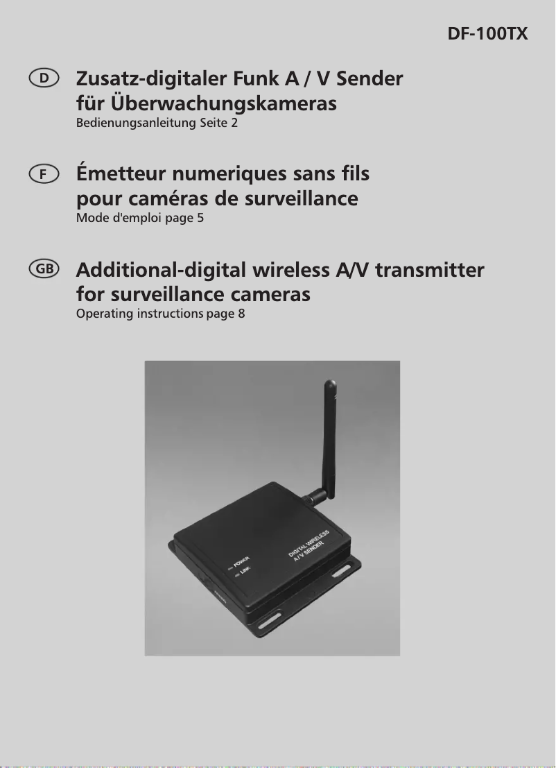 First page image of the manual for DF-100TX