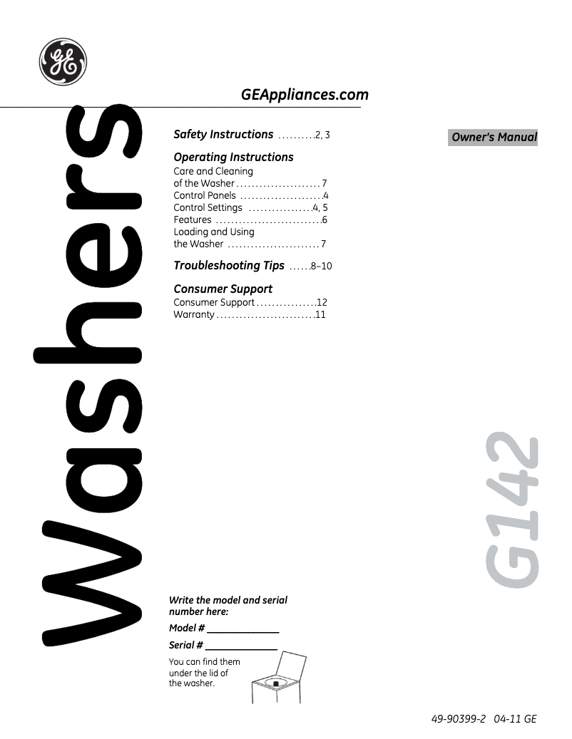 First page image of the manual for GCWN3000MWS