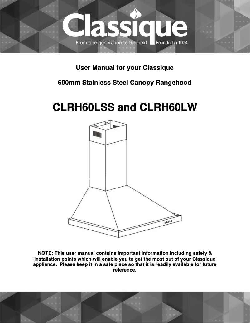 First page image of the manual for CLRH60LW