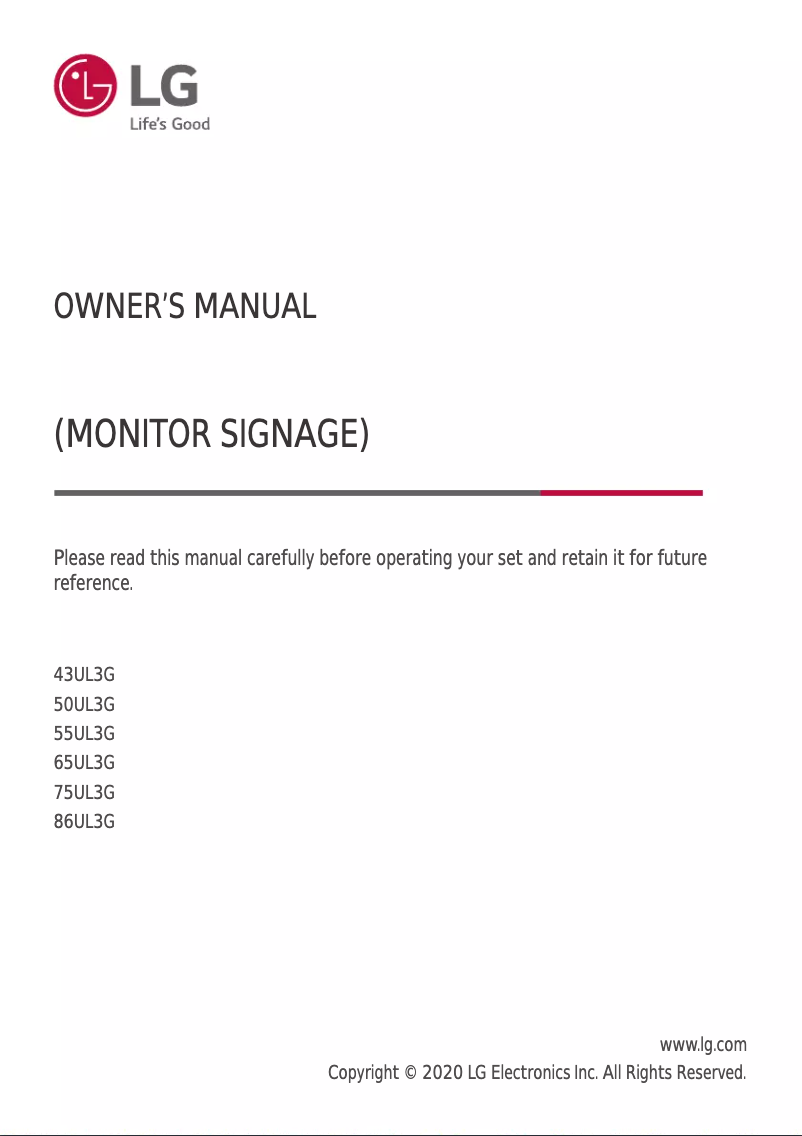 First page image of the manual for 75UL3G