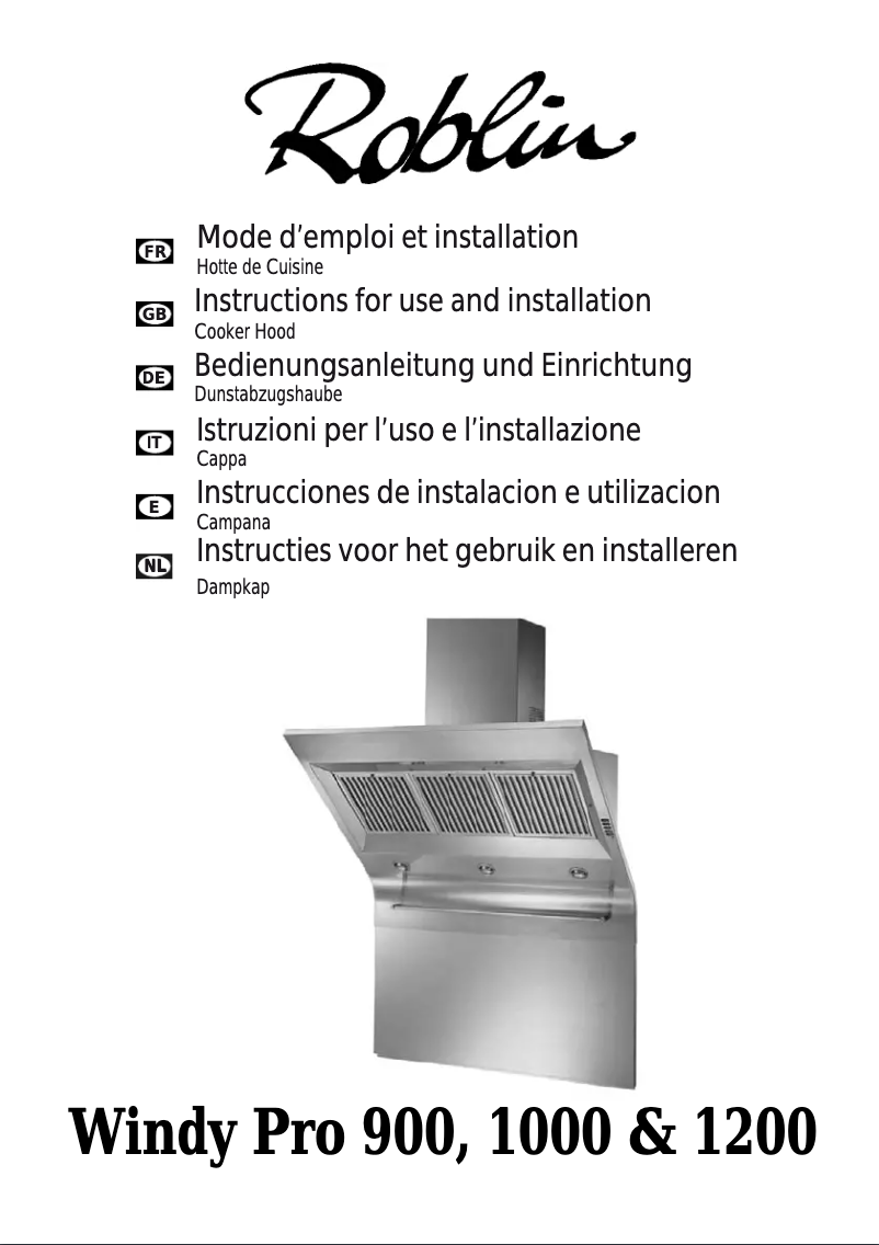 First page image of the manual for Windy Pro 900