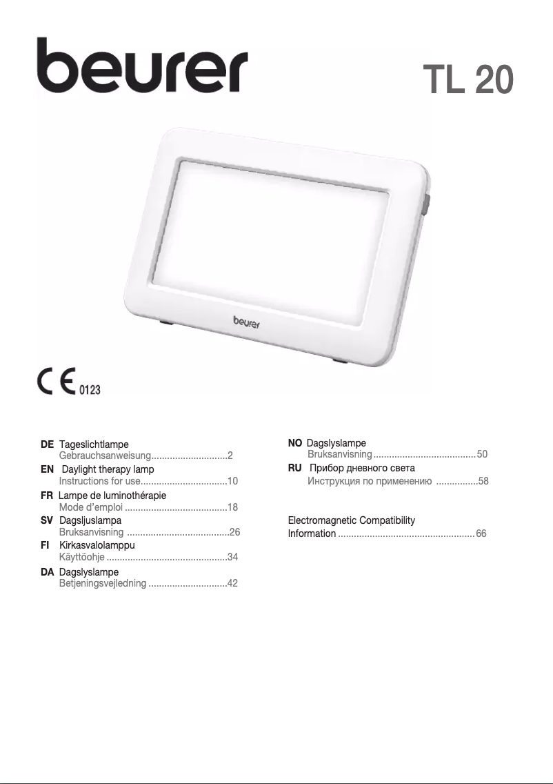 Page 1 of the manual User Manual Beurer TL20