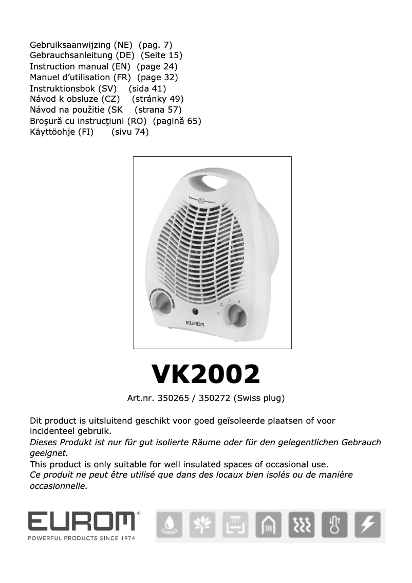 First page image of the manual for VK2002