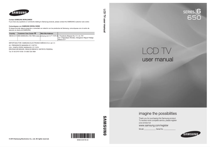 First page image of the manual for LN32C650