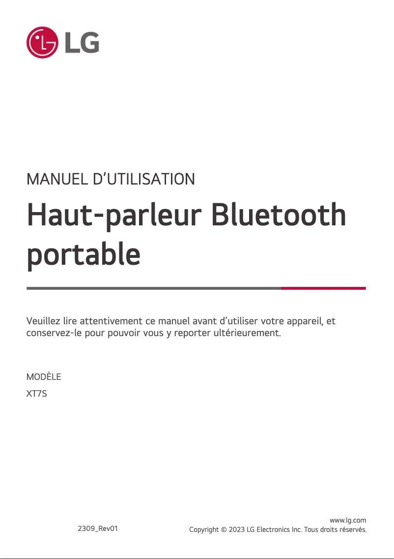 First page image of the manual for StanbyME XT7S