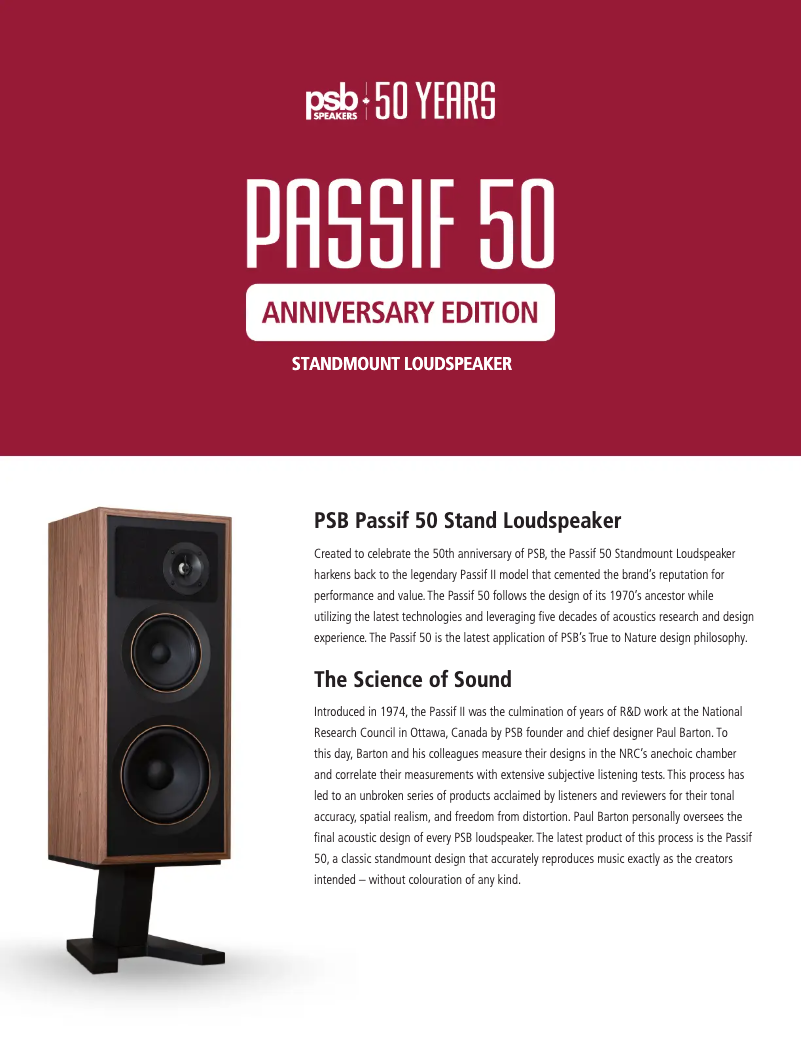 First page image of the manual for Passif 50