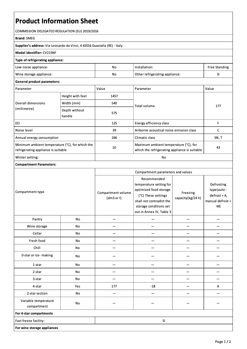 First page image of the manual for CV215NF