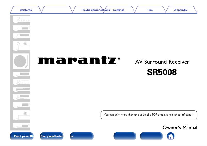 First page image of the manual for SR5008