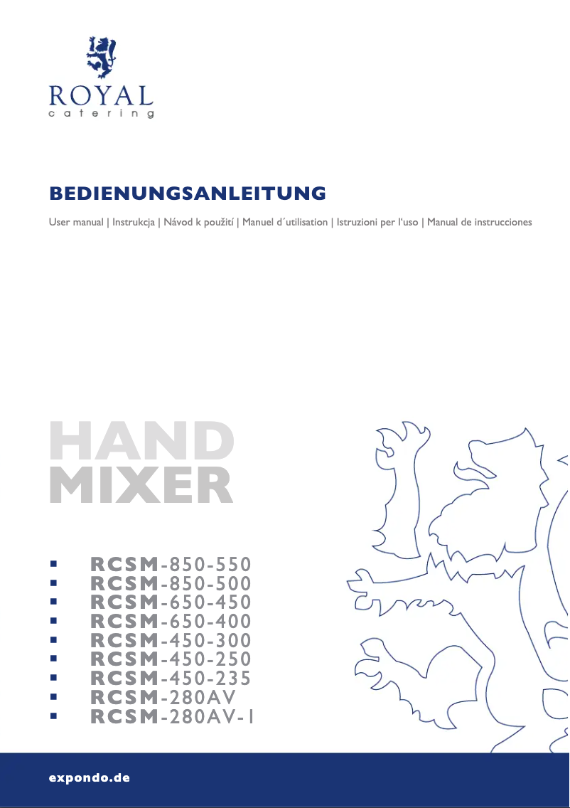 Page 1 de la notice Manuel utilisateur Royal Catering RCSM-850-550