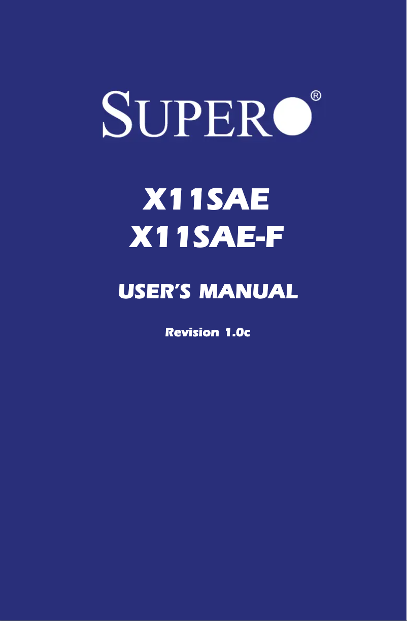 First page image of the manual for X11SAE