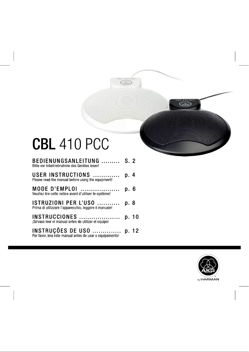 Page 1 of the manual User Manual AKG CBL410 PCC