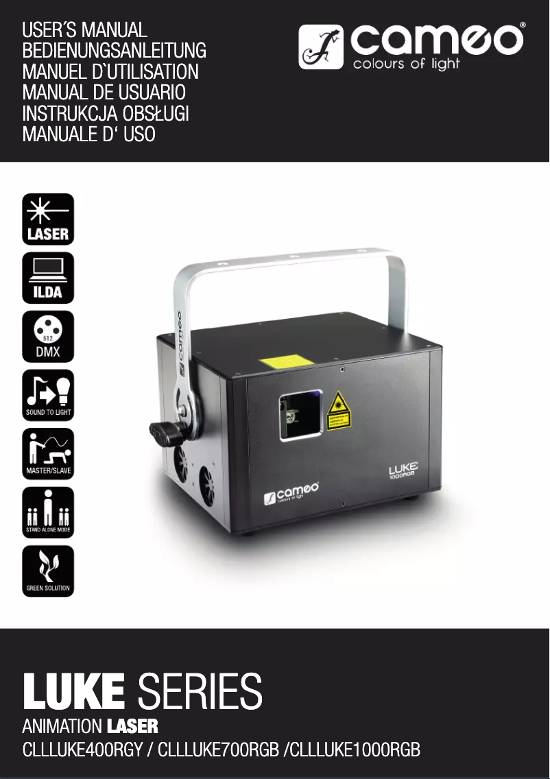 Page 1 of the manual User Manual Cameo LUKE 700 RGB