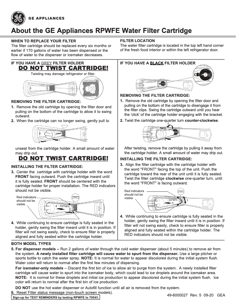 Page 1 of the manual User Manual GE RPWFE